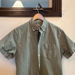 Khaki Green J Crew Button Up Shirt Short Sleeve